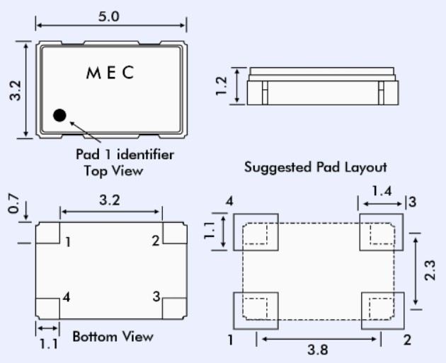 Кварцевый генератор 10 МГц - 10000 VCTCXO SMD05032C4 CM 3,3В VM53T33 MEC