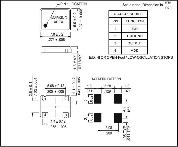 Кварцевый генератор 9,8304 MHz SMD07050C4 CMOS Roltron