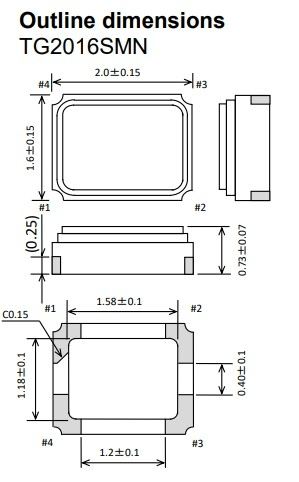 Кварцевый генератор 32000KHz SMD02-016 TG2016SMN EPSON