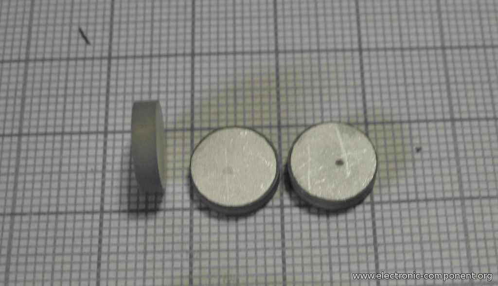 Ультразвуковой пьезоэлемент из пьезокерамики d10x2мм Диск ЦТС-19