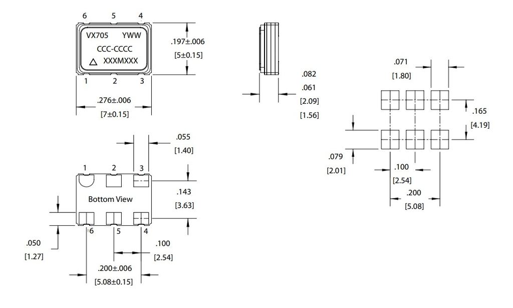 Кварцевый генератор 122.880MHz - 122880KHz VCXO SMD07050C6 PECL 3,3В Vectron