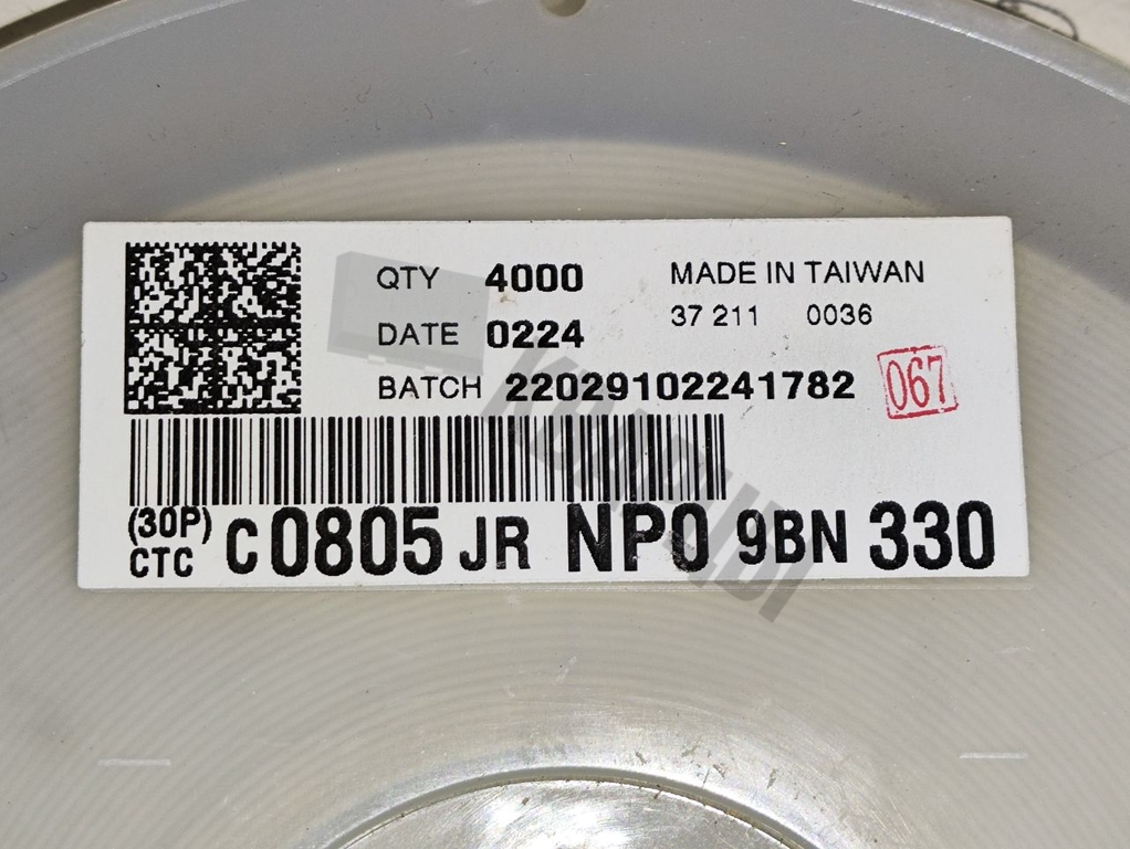 Чип-конденсатор CC0805JRNPO9BN330 33пФ NP0 50В 5% 0805