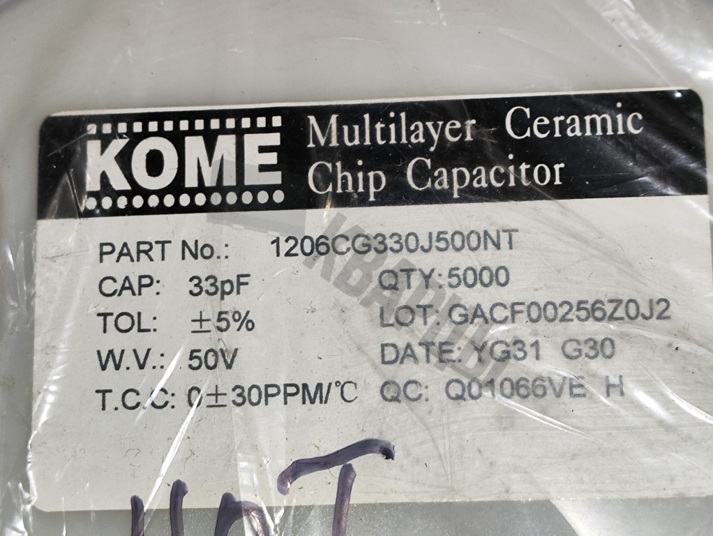 Чип-конденсатор 1206CG330J500NT, 50V 33pF C0G ±5% 1206