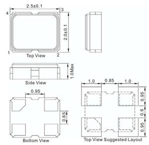 Кварцевый генератор 8 МГц - 8000 SMD02520C4 CM 3,3В Q025B