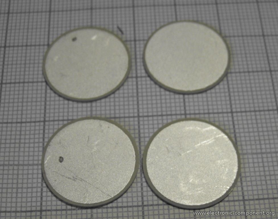 Ультразвуковой пьезоэлемент из пьезокерамики d20x1мм ДИСК ЦТС-19