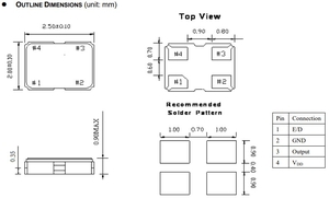 Кварцевый генератор 50000 КГц - 50 МГц D2SX50E000009E Hosonic