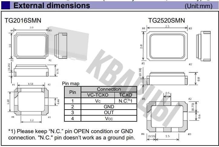 Кварцевый генератор 40 MHz - 40000К SMD02025C4 TG2520SMN ECGNNM 0.5ppm -40+85C TCXO 1.8V SIN