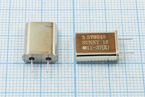 Кварцевый резонатор 3,579545 МГц - 3579,545 HC49U 16 SA[SUNNY] 1Г 5мм (SUNNY16)