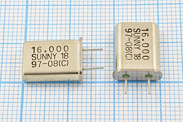 Кварцевый резонатор 16 МГц - 16000 HC49U 18 SA[SUNNY] 1Г 5мм (SUNNY18)