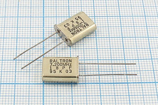 Кварцевый резонатор 7,2 МГц - 7200 HC49U 18 HC49U 1Г (RALTRON 7.200MHz 18PF)