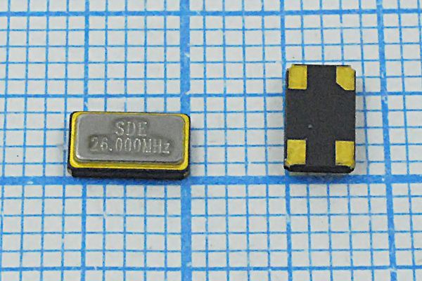 Кварцевый резонатор 26 МГц - 26000 SMD06035C4 12 30 50/-40~85C SMD0603(4P) 1