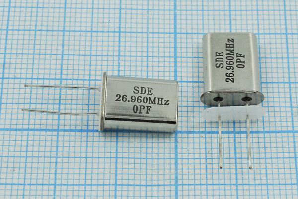 Кварцевый резонатор 26,96 МГц - 26960 HC49U S 20 50/-40~85C 49U[SDE] 1Г +IS