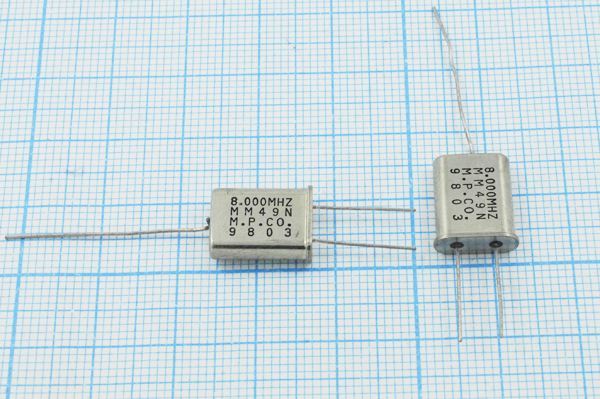 Кварцевый резонатор 8 МГц - 8000 HC49U+LW 20 MM49N 1Г (M.P.CO.)