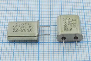 Кварцевый резонатор 3,6 МГц - 3600 HC49U 15 30 30/-20~70C SA[SUNNY] 1Г 5мм