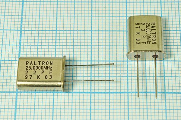 Кварцевый резонатор 25 МГц - 25000 HC49U 22 HC49U 1Г (RALTRON22PF)