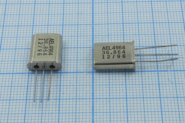 Кварцевый резонатор 36,864 МГц - 36864 HC49U+LW 18 HC-49U[AEL] 3Г (AEL)