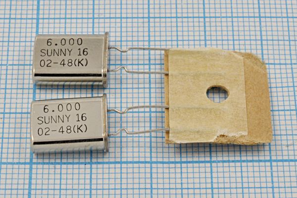 Кварцевый резонатор 6 МГц - 6000 HC49U-LWF 16 30 30/0~70C SA[SUNNY] 1Г