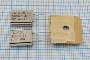 Кварцевый резонатор 6 МГц - 6000 HC49U-LWF 16 30 30/0~70C SA[SUNNY] 1Г