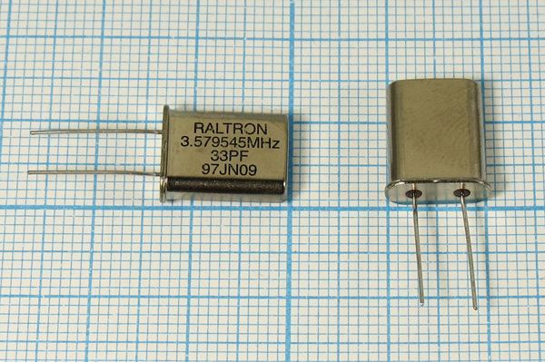 Кварцевый резонатор 3,579545 МГц - 3579,545 HC49U 33 HC49U[RALTRON] 1Г (RAL 33PF)