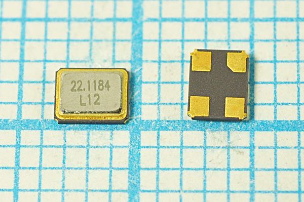 Кварцевый резонатор 22,1184 МГц - 22118,4 SMD03225C4 12 10 30/-40~85C SMD0302 1Г