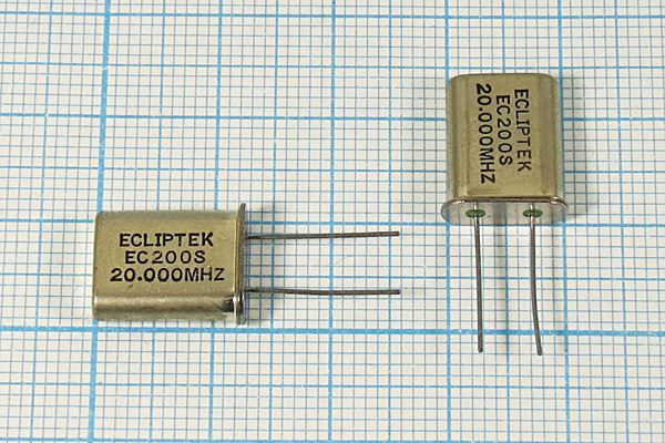 Кварцевый резонатор 20 МГц - 20000 HC49U S EU[HC49U] 1Г (ECLIPTEK EC200S)