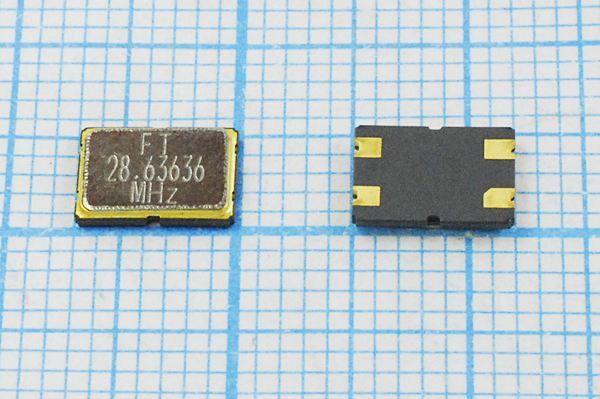 Кварцевый резонатор 28,63636 МГц - 28636,36 SMD07050C4 20 20 50/0~60C SM7S 1Г (FT)