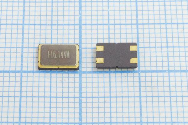 Кварцевый резонатор 6,144 МГц - 6144 SMD07050C4 9 10 /-40~85C SM7S 1Г (FT6.144