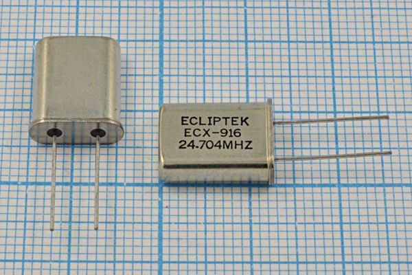 Кварцевый резонатор 24,704 МГц - 24704 HC49U S EU[HC49U] 1Г (ECLIPTEK)