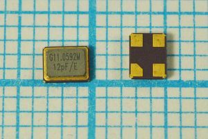 Кварцевый резонатор 11,0592 МГц - 11059,2 SMD03225C4 12 10 30/-40~85C SMD3225 1Г Кварцевый резонатор 11,0592 МГц - 11059,2 SMD03225C4 12 10 30/-40~85C SMD3225 1Г