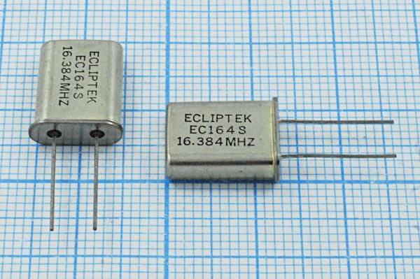 Кварцевый резонатор 16,384 МГц - 16384 HC49U S EU[HC49U] 1Г (ECLIPTEK)