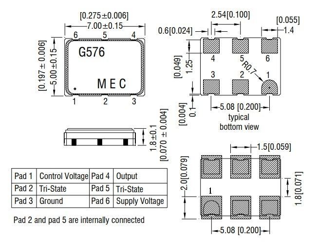 Кварцевый генератор 2.048 МГц - 3G576-D-130-2.048MHz 3.3B МЕС