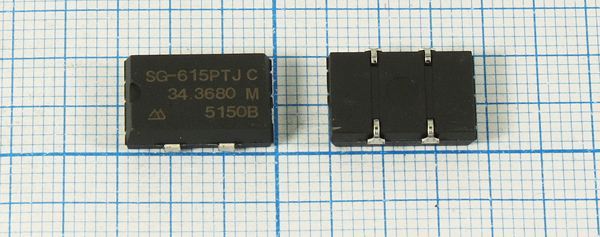 Кварцевый генератор 34,368 МГц - 34368 SMD14098P4 TTL 5В SG-615PTJ-C
