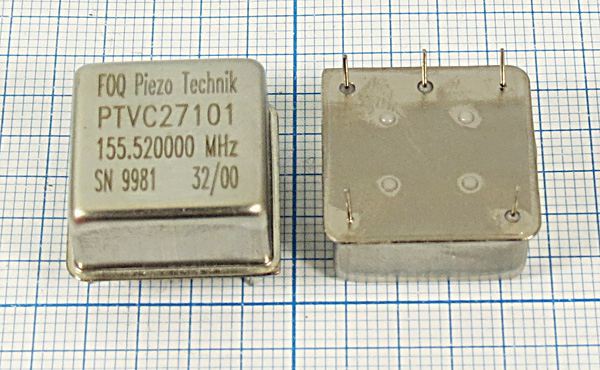 Кварцевый генератор 155,52 МГц - 155520 VCXO 20x20x10 PECL 5В PTVC27101 FOQ