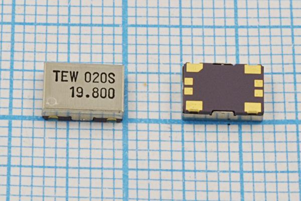 Кварцевый генератор 19,8 МГц - 19800 VCTCXO SMD07050C4 SIN 3В TTS12V TEW