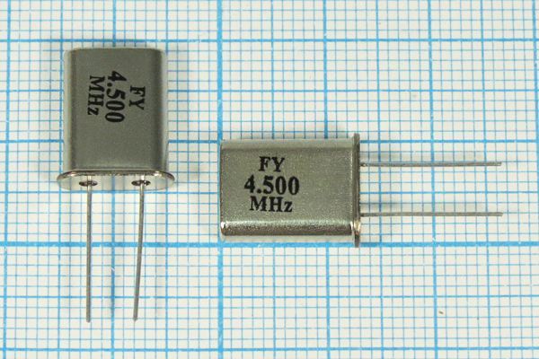 Кварцевый резонатор 4,5 МГц - 4500 HC49U 16 30 U[FT] 1Г (FT 4.500 MHz)