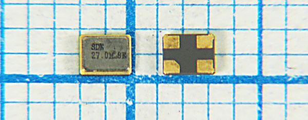 Кварцевый резонатор 27 МГц - 27000 SMD02016C4 8 10 30/-40~85C SMD2016 1Г