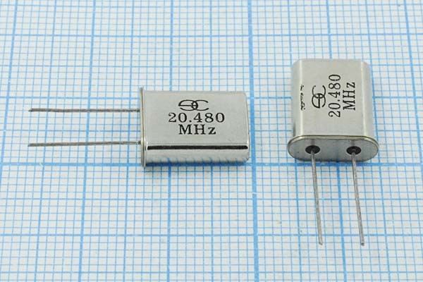 Кварцевый резонатор 20,48 МГц - 20480 HC49U 16 30 1Г (20.480MHz)