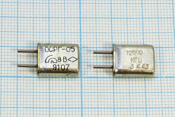 Кварцевый резонатор 12,5 МГц - 12500 HC25U ОСРГ05МА 1Г (12500 КГЦ ОСРГ-05)