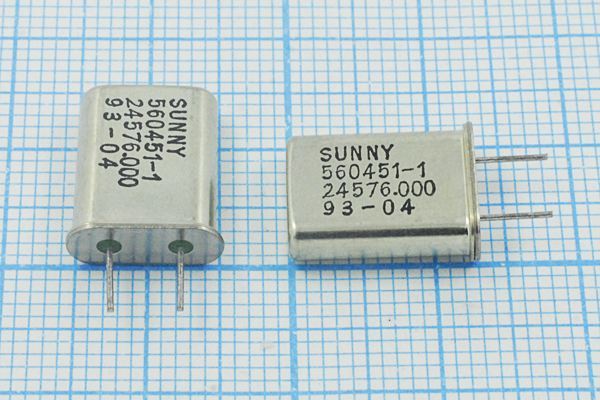 Кварцевый резонатор 24,576 МГц - 24576 HC49U 14 SA[SUNNY] 1Г 5мм