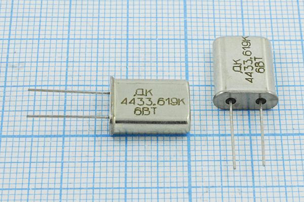 Кварцевый резонатор 4,433619 МГц - 4433,619 HC49U 30 15 50/-40~70C РК374МД-6ВТ 1Г