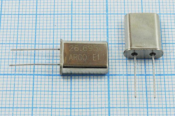 Кварцевый резонатор 26,695 МГц - 26695 HC49U 30 10 30/-20~70C 1Г