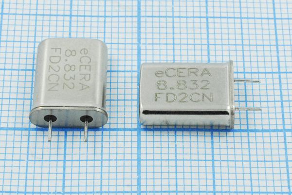 Кварцевый резонатор 8,832 МГц - 8832 HC49U 18 22,5 27/-20~70C 1Г 5мм