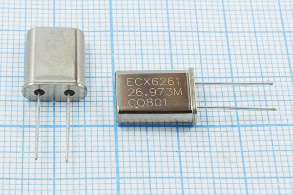 Кварцевый резонатор 26,973 МГц - 26973 HC49U 14 15 30/-20~70C EU[HC49U] 1Г
