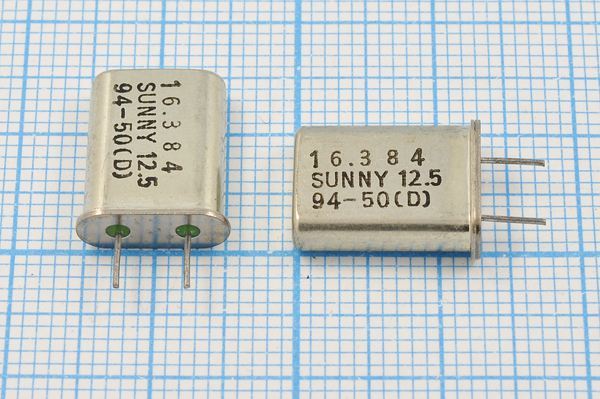 Кварцевый резонатор 16,384 МГц - 16384 HC49U 12,5 30 30/-20~70C SA[SUNNY] 1Г 5мм