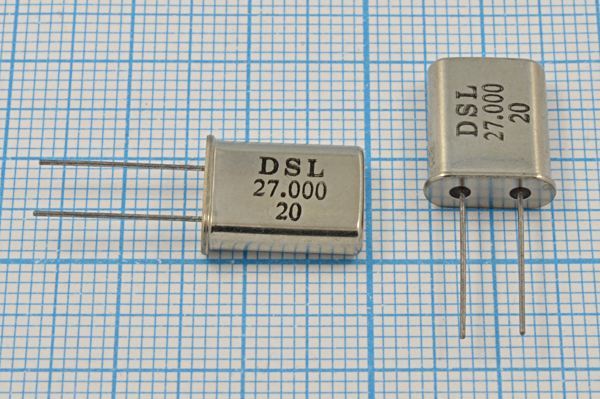 Кварцевый резонатор 27 МГц - 27000 HC49U 20 3Г (DSL 27.000 20)