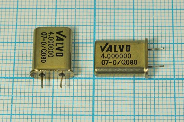 Кварцевый резонатор 4 МГц - 4000 HC49U 20 1Г 5мм (VALVO)