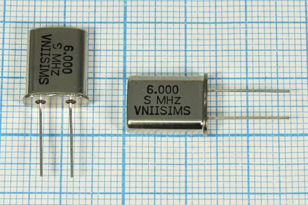Кварцевый резонатор 6 МГц - 6000 HC49U S 10 30/-40~70C РПК01МД-5ВС 1Г