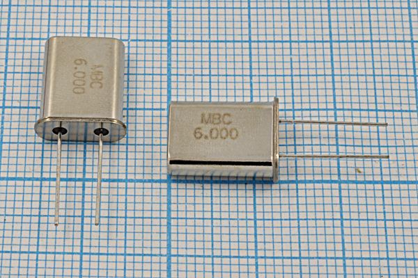 Кварцевый резонатор 6 МГц - 6000 HC49U 16 30 /-40~70C HC-49U 1Г (MBC6.000)
