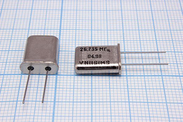 Кварцевый резонатор 26,735 МГц - 26735 HC49U S 30 30/-40~70C РПК01МД-8ВС 3Г