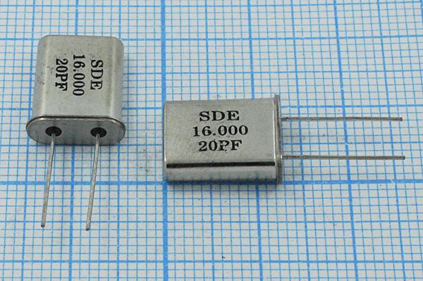 Кварцевый резонатор 16 МГц - 16000 HC49U 20 30 49U[SDE] 1Г (SDE 20PF)